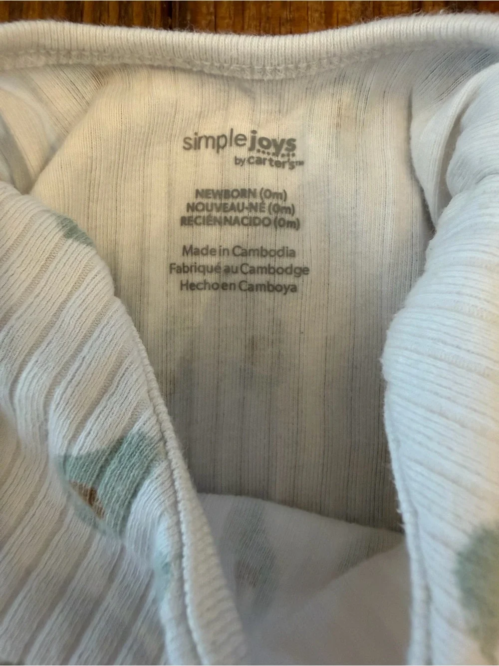 Cream Ribbed Baby Gown with Avocado Print - Newborn